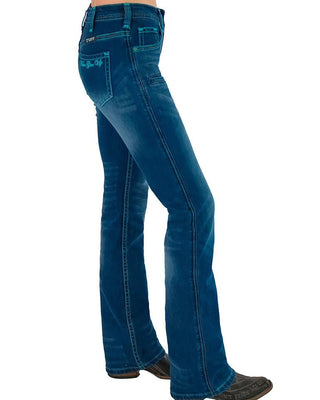 Turquoise Never Give Up Bootcut Jeans by Cowgirl Tuff Jeans By Cowgirl Tuff – Apparel from Bronco Western Supply Co.