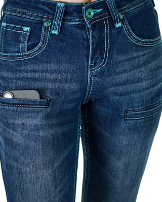 Turquoise Never Give Up Bootcut Jeans by Cowgirl Tuff Jeans By Cowgirl Tuff – Apparel from Bronco Western Supply Co.