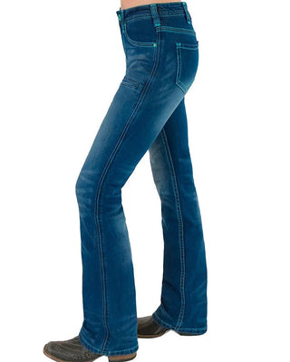 Turquoise Never Give Up Bootcut Jeans by Cowgirl Tuff Jeans By Cowgirl Tuff – Apparel from Bronco Western Supply Co.