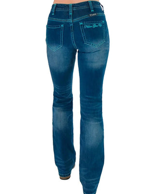 Turquoise Never Give Up Bootcut Jeans by Cowgirl Tuff Jeans By Cowgirl Tuff – Apparel from Bronco Western Supply Co.