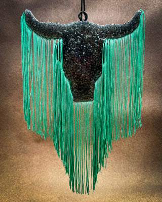 Black and Turquoise car freshie hanging