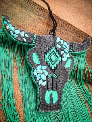Black and Turquoise car freshie hanging