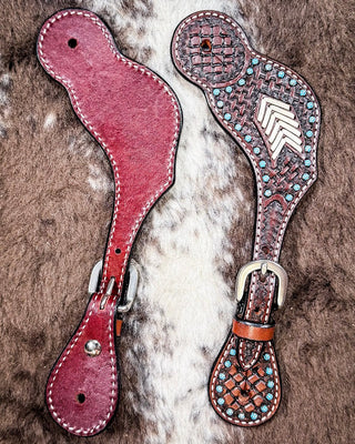 Turquoise Rawhide Ladies Spur Straps – Spur Straps from Bronco Western Supply Co.