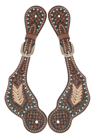 Turquoise Rawhide Ladies Spur Straps – Spur Straps from Bronco Western Supply Co.