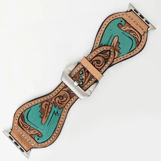Turquoise Thunderbird Tooled Leather Smart Watch Band by American Darling – Accessories from Bronco Western Supply Co.