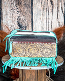Turquoise Tumble Tooled Leather Fanny Pack - Purses & Wallets - Ohlay Bags - Bronco Western Supply Co.