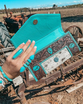 Wallet on rustic background.