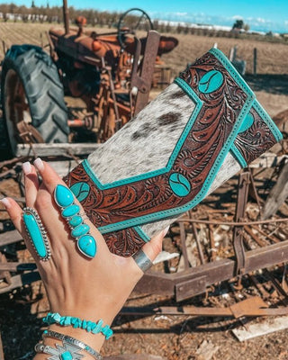 Wallet on rustic background.