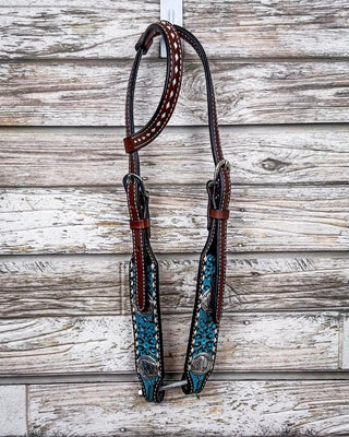 Turquoise Wash Bull Coin Breast Collar and Headstall - Pieces Sold Separate – Horse Tack from Bronco Western Supply Co.