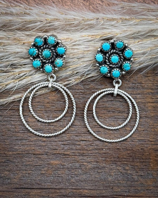 Twin Rope Turquoise Cluster Hoop Earrings – Jewelry from Bronco Western Supply Co.