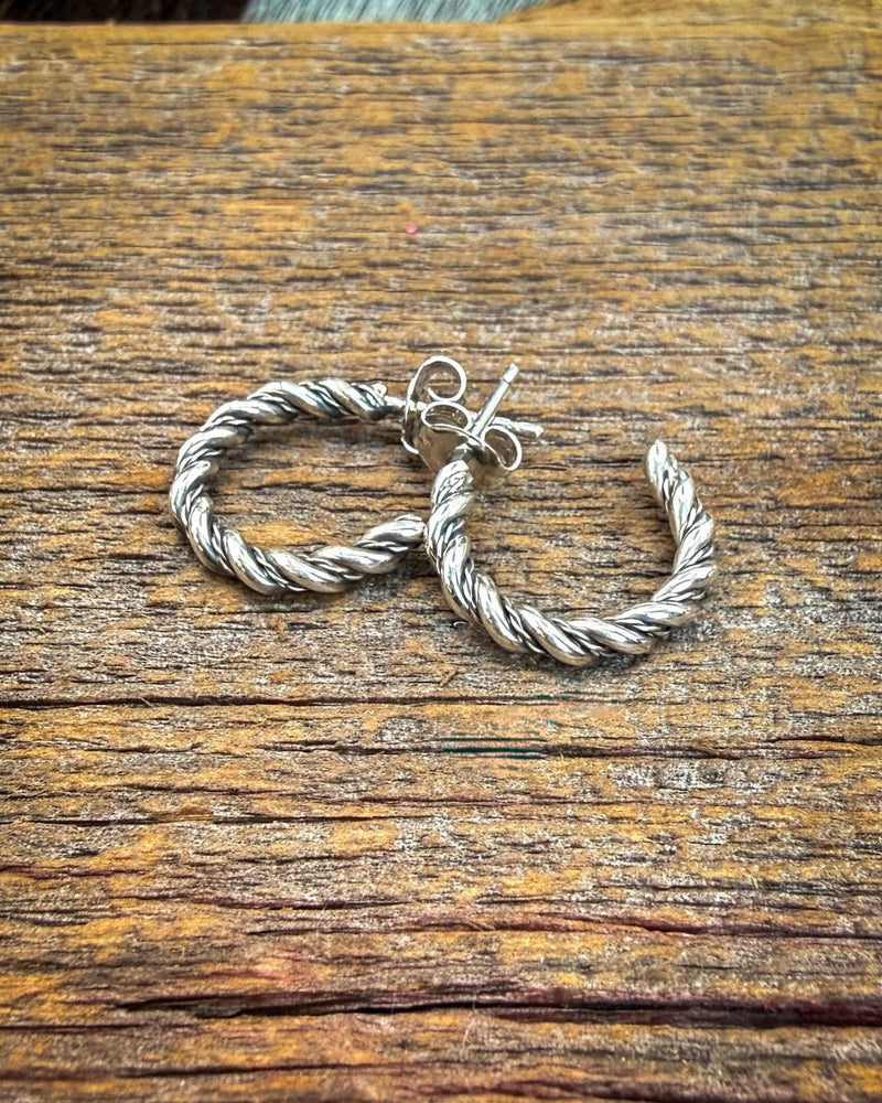 Twisted Charm Sterling Silver Hoop Earrings – Jewelry from Bronco Western Supply Co.