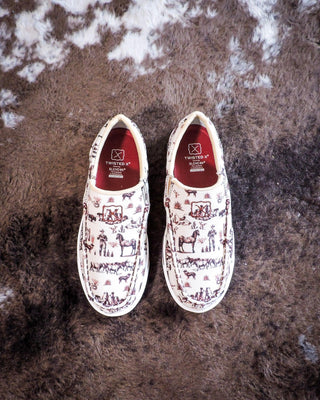 Twisted X Slip - On Kicks - Maroon & Ivory – Women's Shoes from Bronco Western Supply Co.