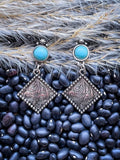 Tyler Post Dangle Fashion Earrings - Silver - Jewelry - Blue Tortoise - Bronco Western Supply Co.
