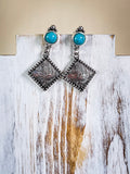 Tyler Post Dangle Fashion Earrings - Silver - Jewelry - Blue Tortoise - Bronco Western Supply Co.