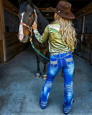UltraBreathe Bootstitch Bootcut Jeans in Medium Wash by Cowgirl Tuff – Apparel from Bronco Western Supply Co.