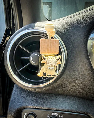 Tan Highland Cow Vent Clip Car Diffuser in Cowgirl Kisses