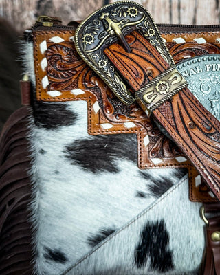 Vegas Vintage Rodeo Buckle Leather and Hide Crossbody Bag by Countryside Co. – Purses & Wallets from Bronco Western Supply Co.