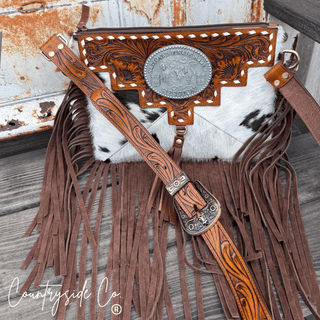 Vegas Vintage Rodeo Buckle Leather and Hide Crossbody Bag by Countryside Co. – Purses & Wallets from Bronco Western Supply Co.