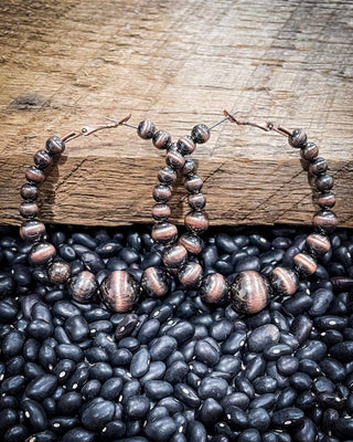 Vera Navajo Style Pearl Hoops - Copper - Jewelry - Bronco Western Supply Jewelry - Bronco Western Supply Co.