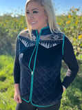 Zip Me Up Quilted Velvet and Aztec Print Vest