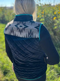 Zip Me Up Quilted Velvet and Aztec Print Vest