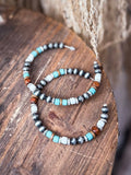 Vibe Navajo Style Pearl Large Fashion Hoops - Jewelry - Blue Tortoise - Bronco Western Supply Co.