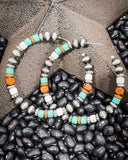 Vibe Navajo Style Pearl Large Fashion Hoops - Jewelry - Blue Tortoise - Bronco Western Supply Co.