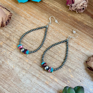 Violet Confetti Spiny Oyster & Turquoise Teardrop Earrings – Jewelry from Bronco Western Supply Co.