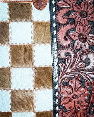 Virginia Checkered Leather and Hide Tote Bag by Countryside Co. – Purses & Wallets from Bronco Western Supply Co.