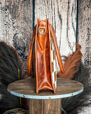 Virginia Checkered Leather and Hide Tote Bag by Countryside Co. – Purses & Wallets from Bronco Western Supply Co.