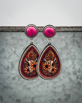 Viva Bloom Floral Tooled Stud Fashion Earrings in Pink – Jewelry from Bronco Western Supply Co.
