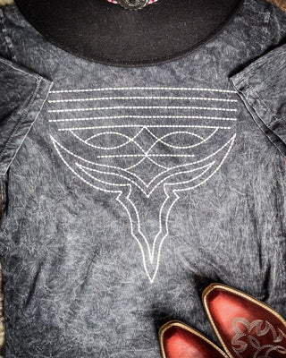 Western Boot Stitch Graphic Tee - Black – Apparel from Bronco Western Supply Co.