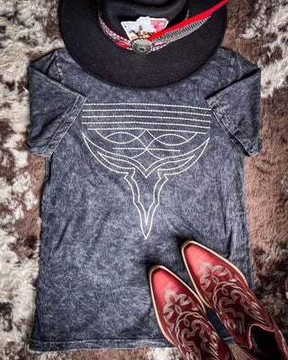 Western Boot Stitch Graphic Tee - Black – Apparel from Bronco Western Supply Co.