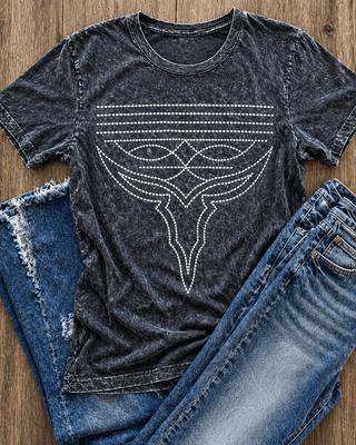 Western Boot Stitch Graphic Tee - Black – Apparel from Bronco Western Supply Co.