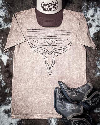 Western Boot Stitch Graphic Tee - Mocha – Apparel from Bronco Western Supply Co.
