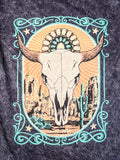 Western Cow Skull Graphic Tee - Vintage Black - Apparel - Lotus Fashion - Bronco Western Supply Co.