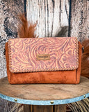 Western Mesa Tooled Crossbody Set in Brown by Wrangler - Purses & Wallets - Montana West - Bronco Western Supply Co.