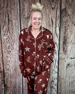 Western Nights Luxe PJ Set in Desert Rose – Apparel from Bronco Western Supply Co.