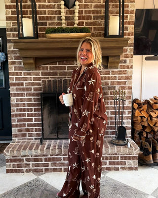 Western Nights Luxe PJ Set in Desert Rose side view