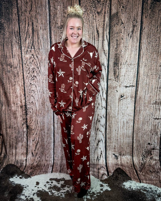 Western Nights Luxe PJ Set in Desert Rose – Apparel from Bronco Western Supply Co.
