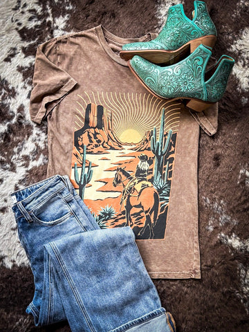 Western Way Graphic Tee - Mocha - Apparel - Lotus Fashion - Bronco Western Supply Co.