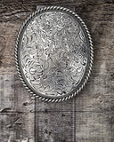 Whispering Prairie Engraved Silver Fashion Belt Buckle - Accessories - Blue Tortoise - Bronco Western Supply Co.