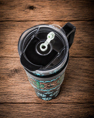Wide Wyoming Concho Crest Tooled Leather Tumbler by Myra Bag – Gift Items from Bronco Western Supply Co.