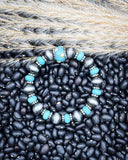 Wild Bloom Beaded Stretch Fashion Bracelet - Turquoise - Jewelry - Blue Tortoise - Bronco Western Supply Co.