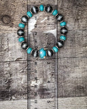 Wild Bloom Beaded Stretch Fashion Bracelet - Turquoise - Jewelry - Blue Tortoise - Bronco Western Supply Co.