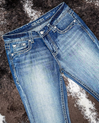 Wild Hide Women's Easy Fit Boot Cut Jeans by Grace in LA – Apparel from Bronco Western Supply Co.