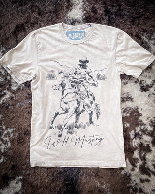 Wild Mustang Cowboy Graphic Tee - Off White - Apparel - Bronco Western Supply Co. - Bronco Western Supply Co.