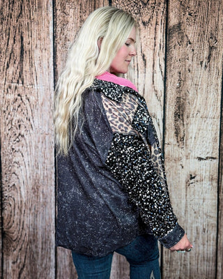 Wild Nights Leopard Sequin Shacket by Sterling Kreek – Apparel from Bronco Western Supply Co.