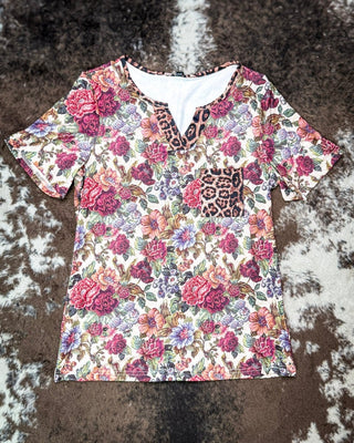 Wild Vintage Floral V-Neck Top by Sterling Kreek – Apparel from Bronco Western Supply Co.