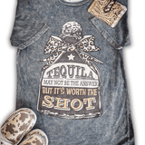 Worth The Shot Graphic Tee - Gray - Apparel - Lotus Fashion - Bronco Western Supply Co.